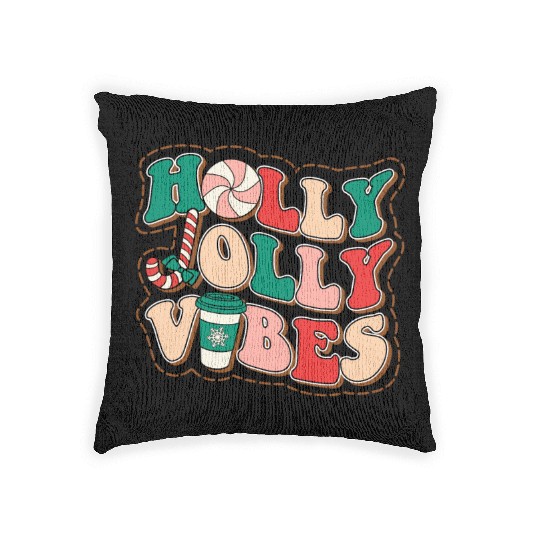 holly jolly vibes Woven Pillows
