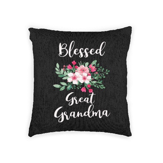 Blessed Great Grandma Flower Bouquet For Grandma Woven Pillows
