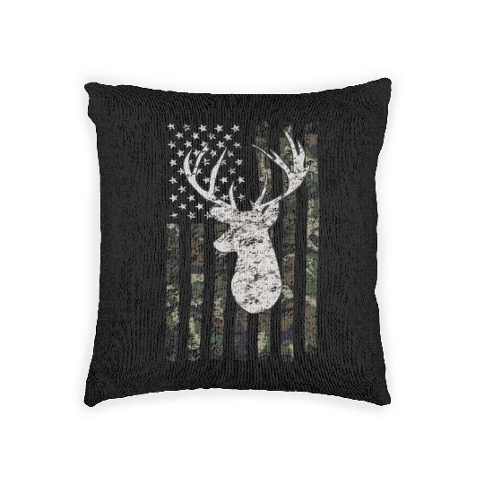 Buck Deer Hunting Camouflage Flag Hunter Woven Pillows