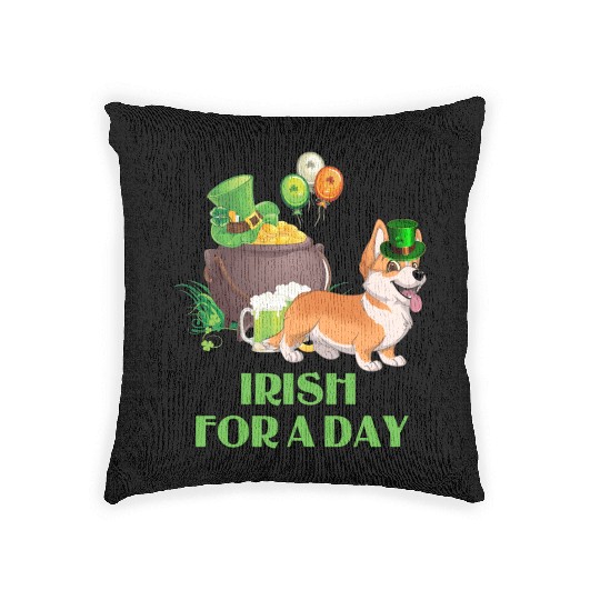Irish For A Day Pembroke Welsh Corgi St Patricks Woven Pillows