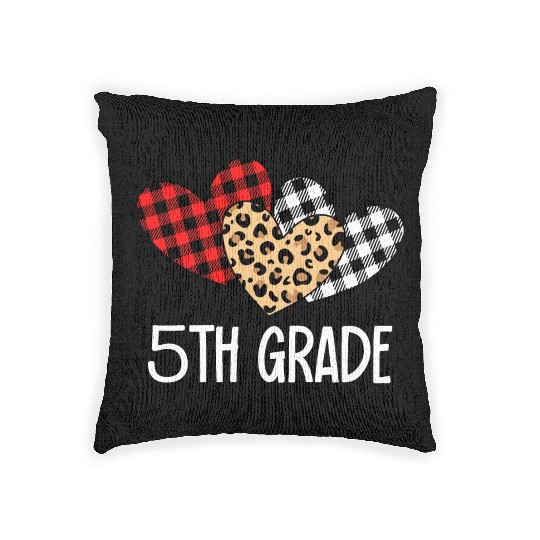 Valentines Day Leopard 5th Grade Teacher Plaid. Woven Pillows