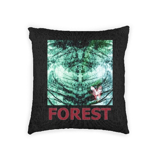 Green forest mandala red Woven Pillows