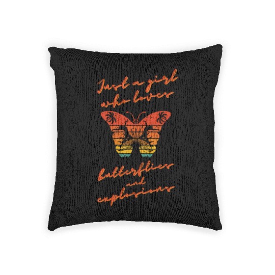 Just a girl who loves butterflies and explosions Woven Pillows