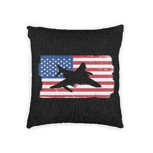 F-4 Phantom Fighter Jet American Flag F4 Phantom Woven Pillows