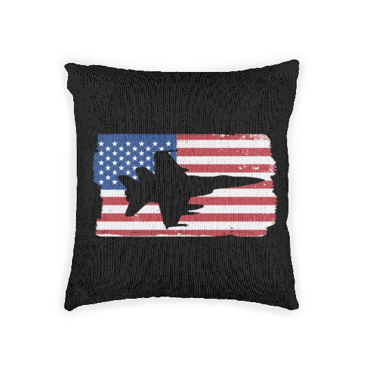 F-18 Hornet Fighter Jet American Flag F18 Hornet Woven Pillows