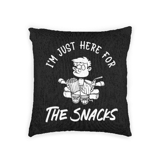 I'm just here for the snacks Woven Pillows