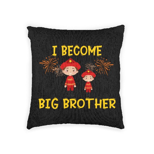 Big brother fire truck fireman Woven Pillows
