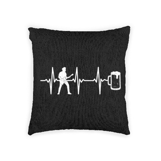 Bass Guitar Player Bass Guitar Heartbeat Beer Bass Woven Pillows