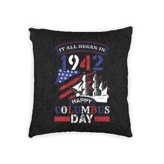 Columbus Day 1942 American Italian Christopher Woven Pillows