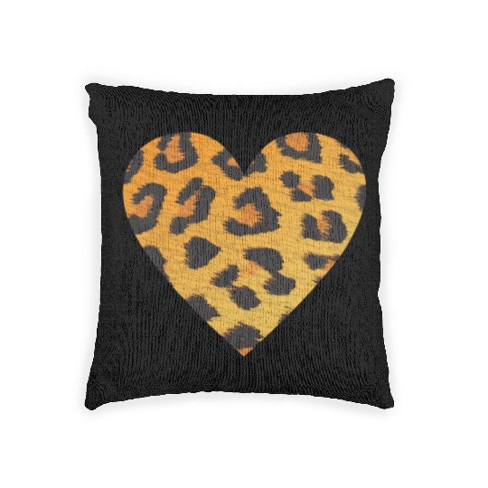 Heart Leopard Print Woven Pillows