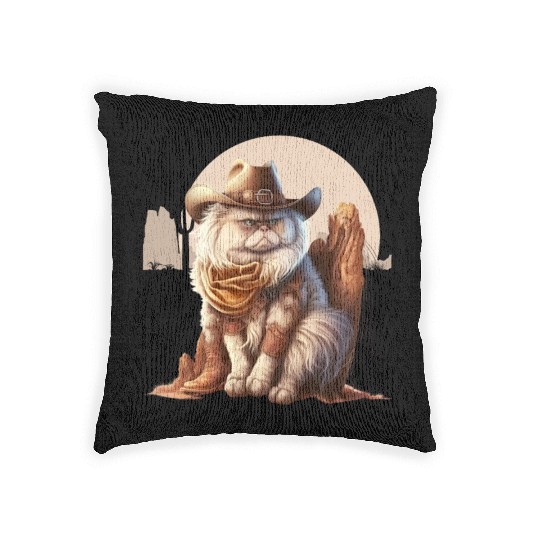 Cat Cowboy Hat meow Cowboy Cat Meme Woven Pillows