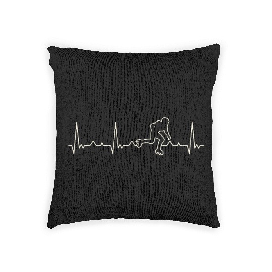 Roller Skater Girl. Heart. Love. EKG. Pulse. Beat. Woven Pillows