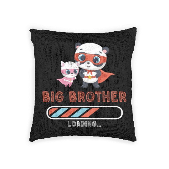 Big brother super hero panda cat Woven Pillows