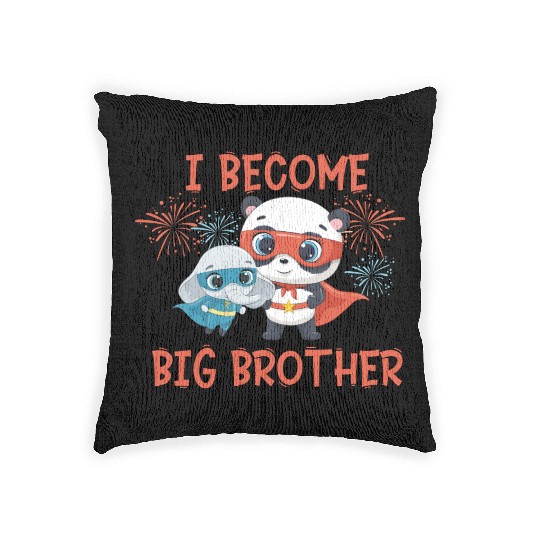 Big brother super hero panda elephant Woven Pillows