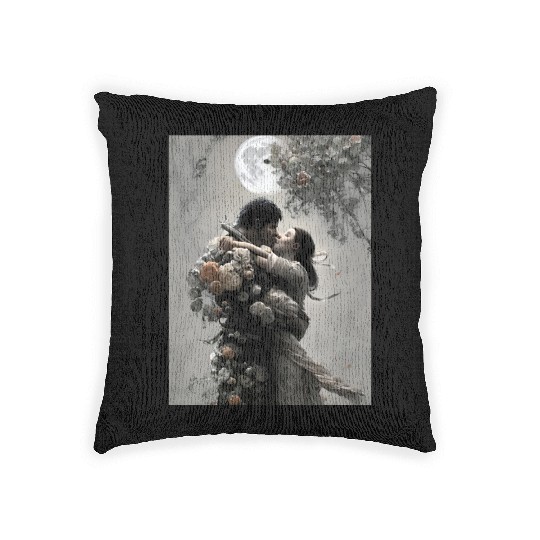 elves love fantastic design flowers and full moon Woven Pillows