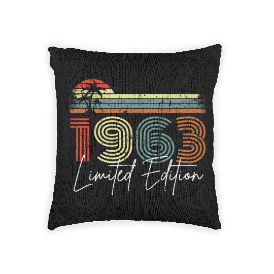 60 Years Vintage 1963 Retro 60th Birthday Woven Pillows