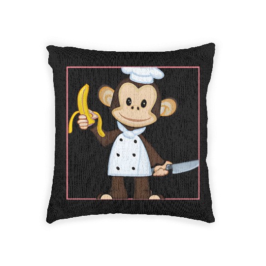 Banana monkey cooks Woven Pillows