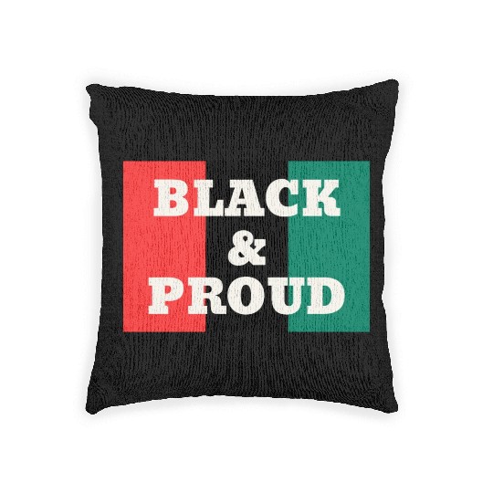 Black and Proud on a Red, Black, and Green Colors Woven Pillows