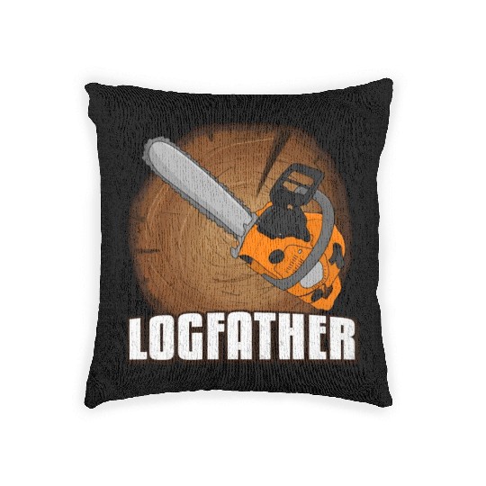 chainsaw Logfather Lumberjack Woven Pillows