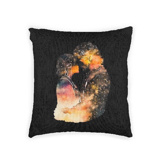 Sweet Couple's Loving Embrace, Valentine's Gift, Woven Pillows