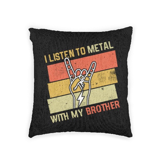 Vintage Metal With Brother Metal Kid Music Lover Woven Pillows