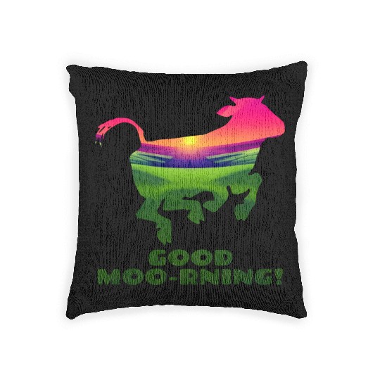 Good Moo-rning! Pop Art Sunrise Leaping Calf Woven Pillows
