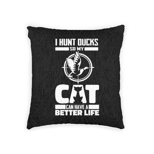 Duck Hunting Cat Woven Pillows