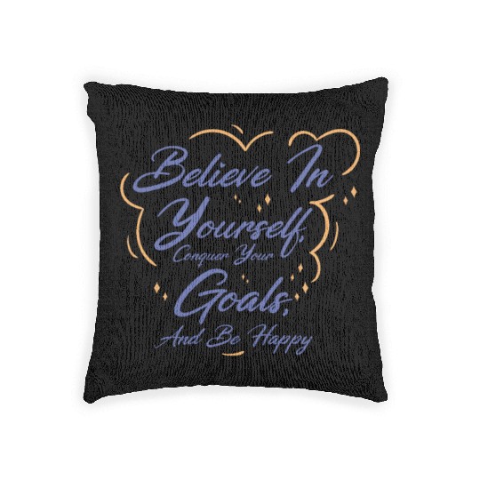 Goal Life Quotes Happy Positive Message Woven Pillows