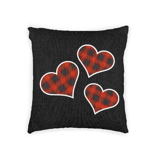 Buffalo Plaid Hearts Woven Pillows