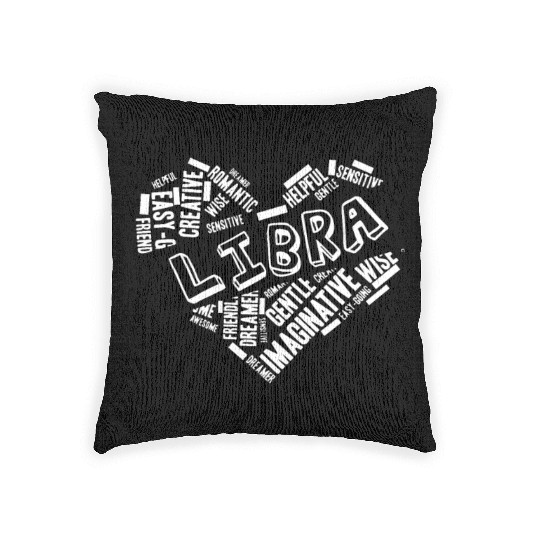 Libra Heart Word Cloud Doodle Astrology Zodiac Sta Woven Pillows