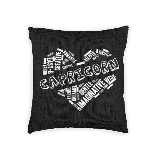 Capricorn Heart Word Cloud Doodle Astrology Zodiac Woven Pillows