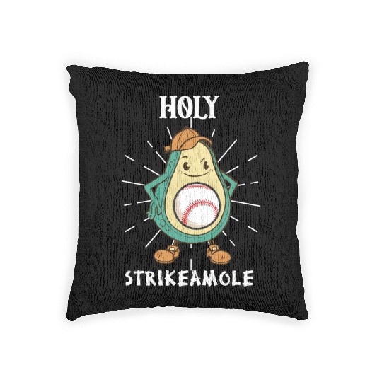 Holy Strikeamole Baseball Softball Avocado Woven Pillows