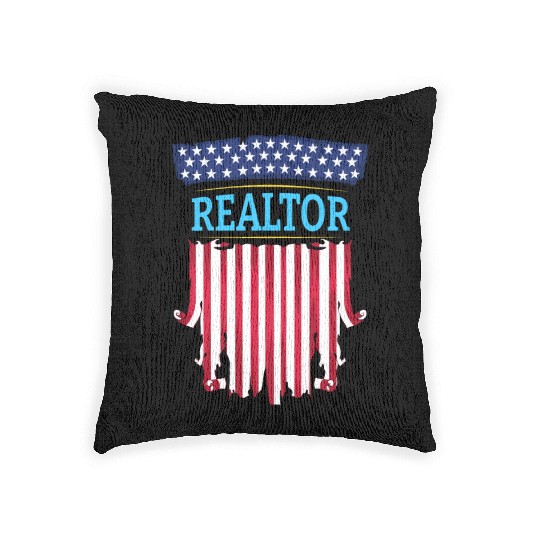 Proud American Patriotic USA Flag Realtor Real Est Woven Pillows