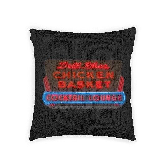 Del Rhea Chicken Basket Neon Sign Route 66 Woven Pillows