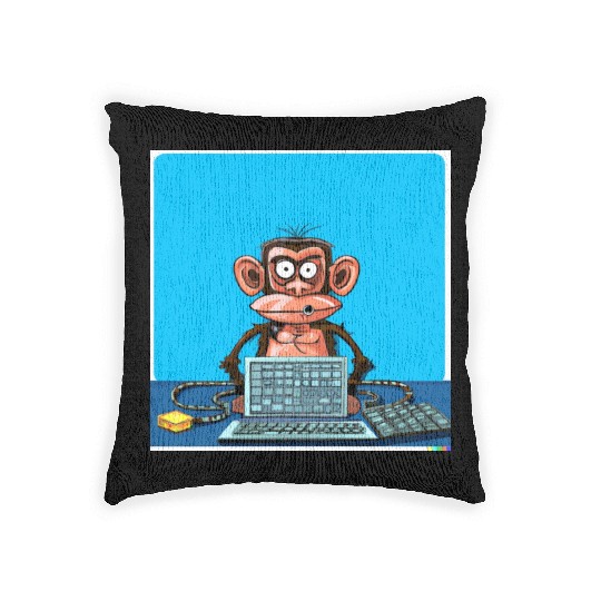 programmer monkey Woven Pillows