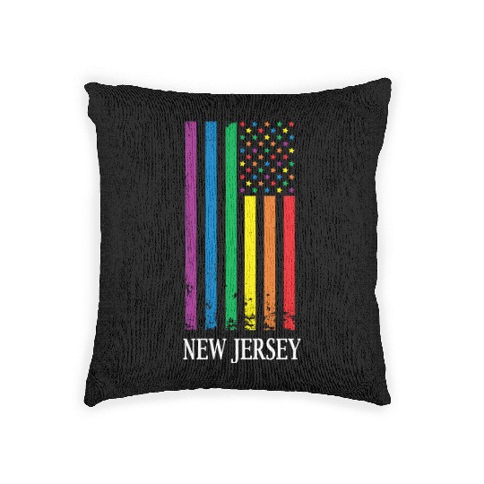 New Jersey Pride Month Pride Flag LGBT Community L Woven Pillows
