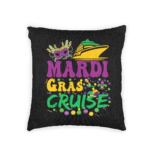 Mardi Gras Cruise Cruising Mask Cruise Ship Party Woven Pillows