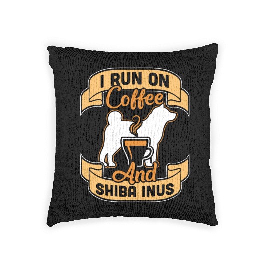 I Run On Coffee And Shiba Inus Woven Pillows