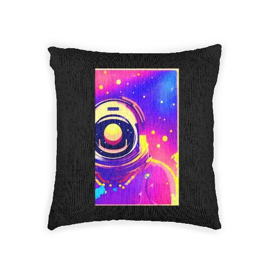 Astronaut neon colors Woven Pillows