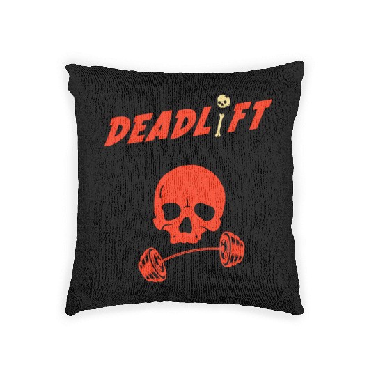 Deadlift Workout Skull Woven Pillows
