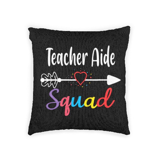 Teacher Aide Squad Funny Back To School Teacher su Woven Pillows