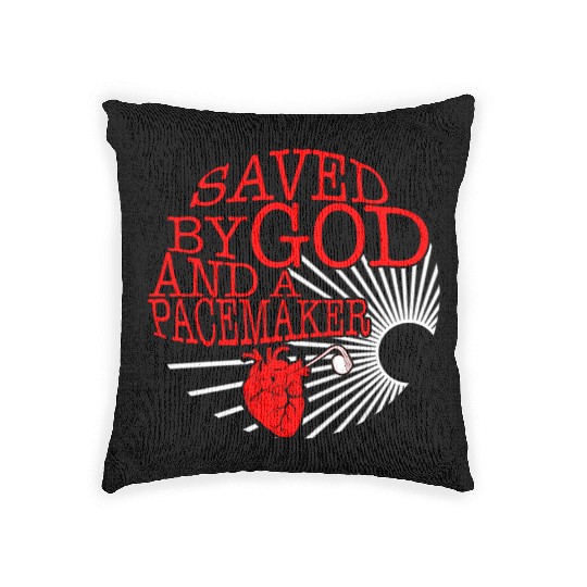 Saved By God And A Pacemaker Woven Pillows, CHD Awareness