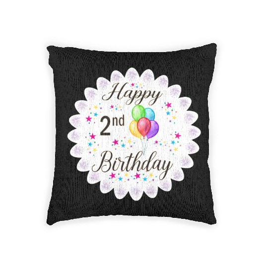 2nd Happy Birthday with Balloons Woven Pillows