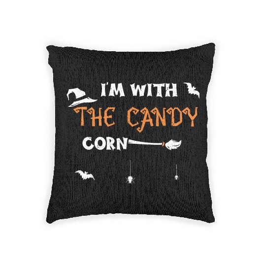 I'm With The Candy Corn Woven Pillows