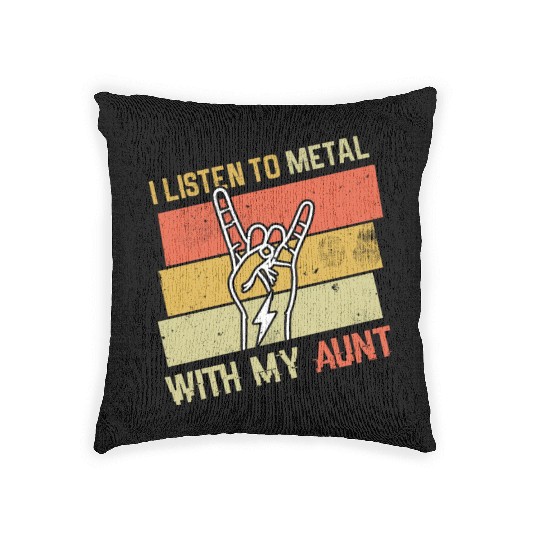 Vintage Metal With Aunt Metal Kid Music Lover Woven Pillows