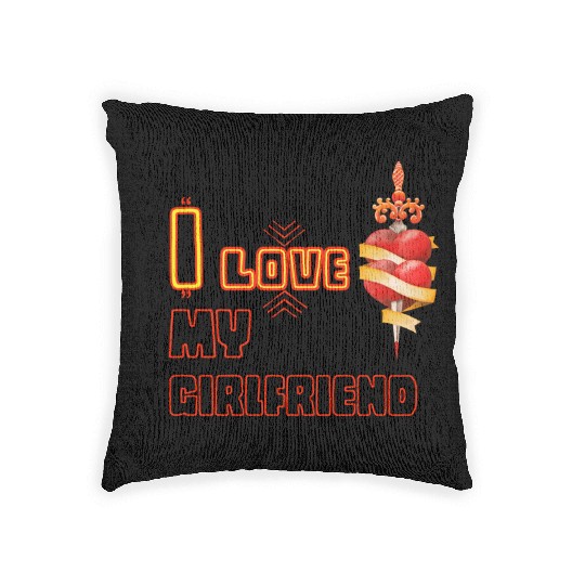 I Love My Girlfriend Quote Design267 Woven Pillows