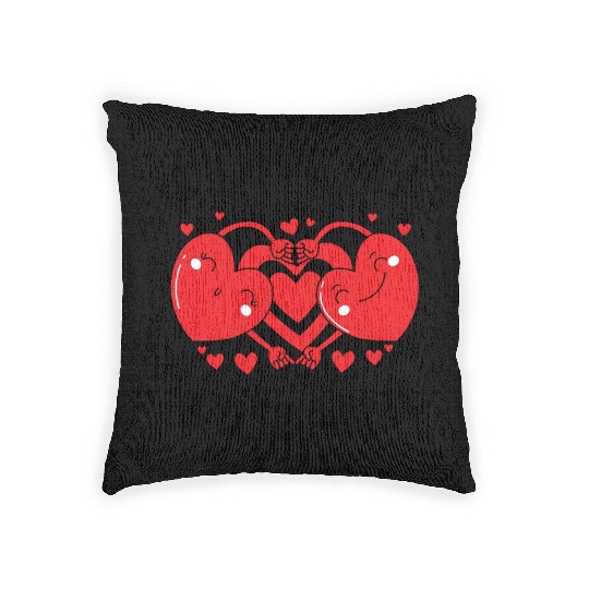 I Love My Husband Red Heart Valentines Matching Woven Pillows