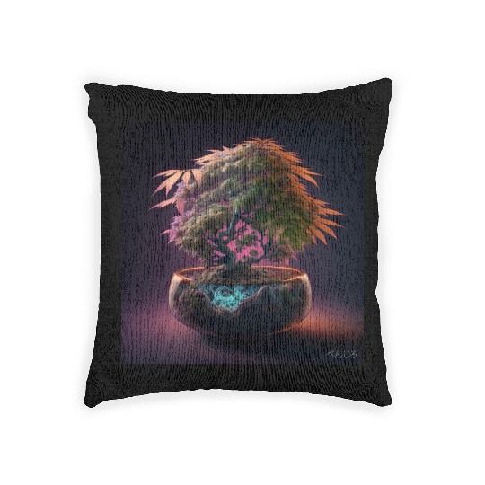 Cannabonsai - Bonsai Tree, Cannabis Plant, Dreamy Woven Pillows