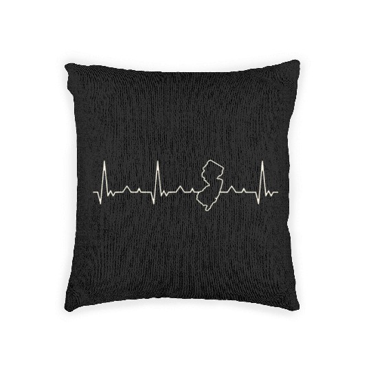 New Jersey State USA. Heart. Love. EKG. Pulse. Woven Pillows