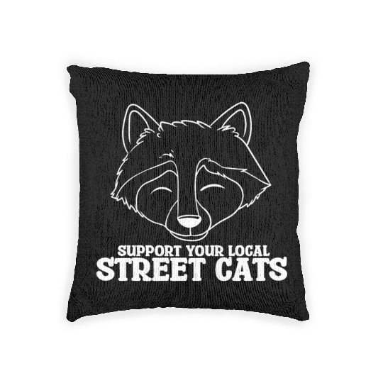 Support Your Local Street Cats Raccoon Bear Woven Pillows